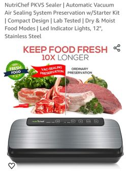 NutriChef PKVS Sealer | Automatic Vacuum Air Sealing System Preservation w/Starter Kit | Compact Design