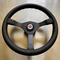 Vintage Momo Cavallino 380mm Leather Steering Wheel w/ Datsun 240z 510 Hub & Horn (Nardi Personal Sparco OMP Renown 260z 280z 620 JDM Fairlady Z Raid