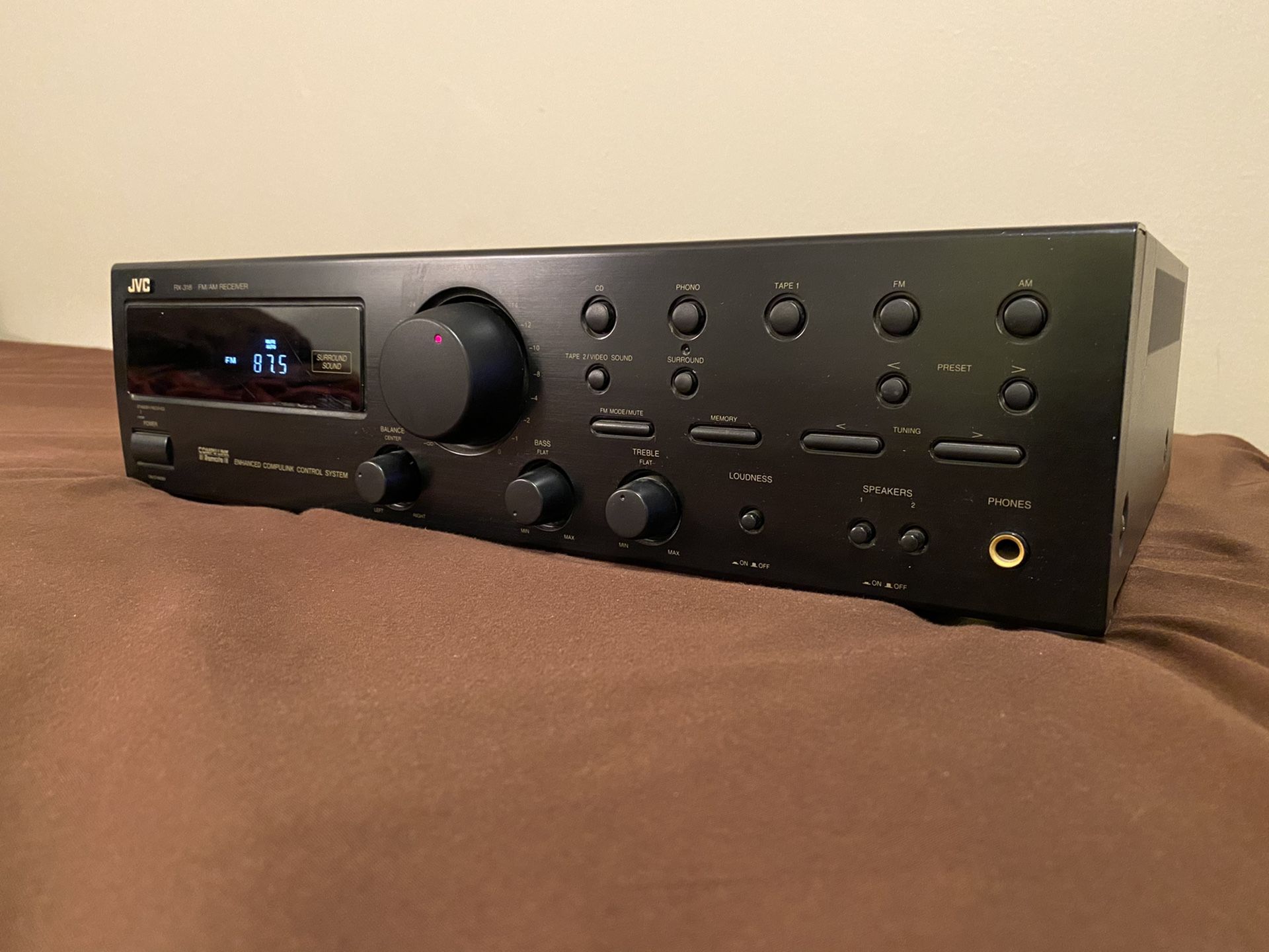 JVC RX-318 Stereo Receiver Amplifier FM AM Home Audio And Theater Black