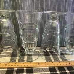 Set of 4 Vintage Soda Fountain Parfait Ice Cream Sundae Footed Glasses Heavy With Design $20