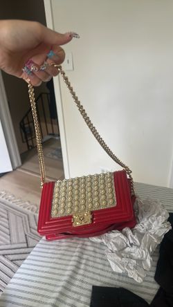 Red cc crossbody bag