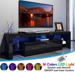 Brand new black led tv stand ( led changing color lights ) 72 inches length fits up to 85 inch tv