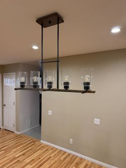 Rustic Farmhouse Clear Glass Cylinders 5-Light Fixture