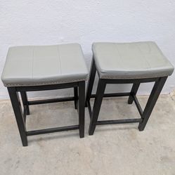 (2) Two Saddle Chairs - Grey
