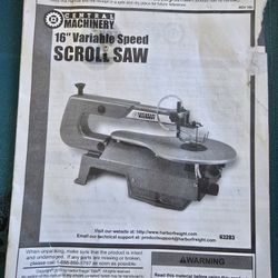 Central Machinery 16" Variable Speed Scroll Saw,