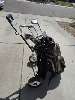 Men's Right-Handed Full Golf Set — Lynx Irons, King Snake Woods, Bag + Push Cart