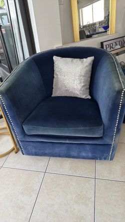 Blue swivel accent chair