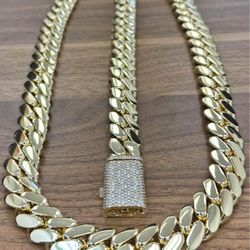 20mm Miami Cuban Link Gold Plated Chain Necklace 18k & 14k Diamond Iced Out Lock