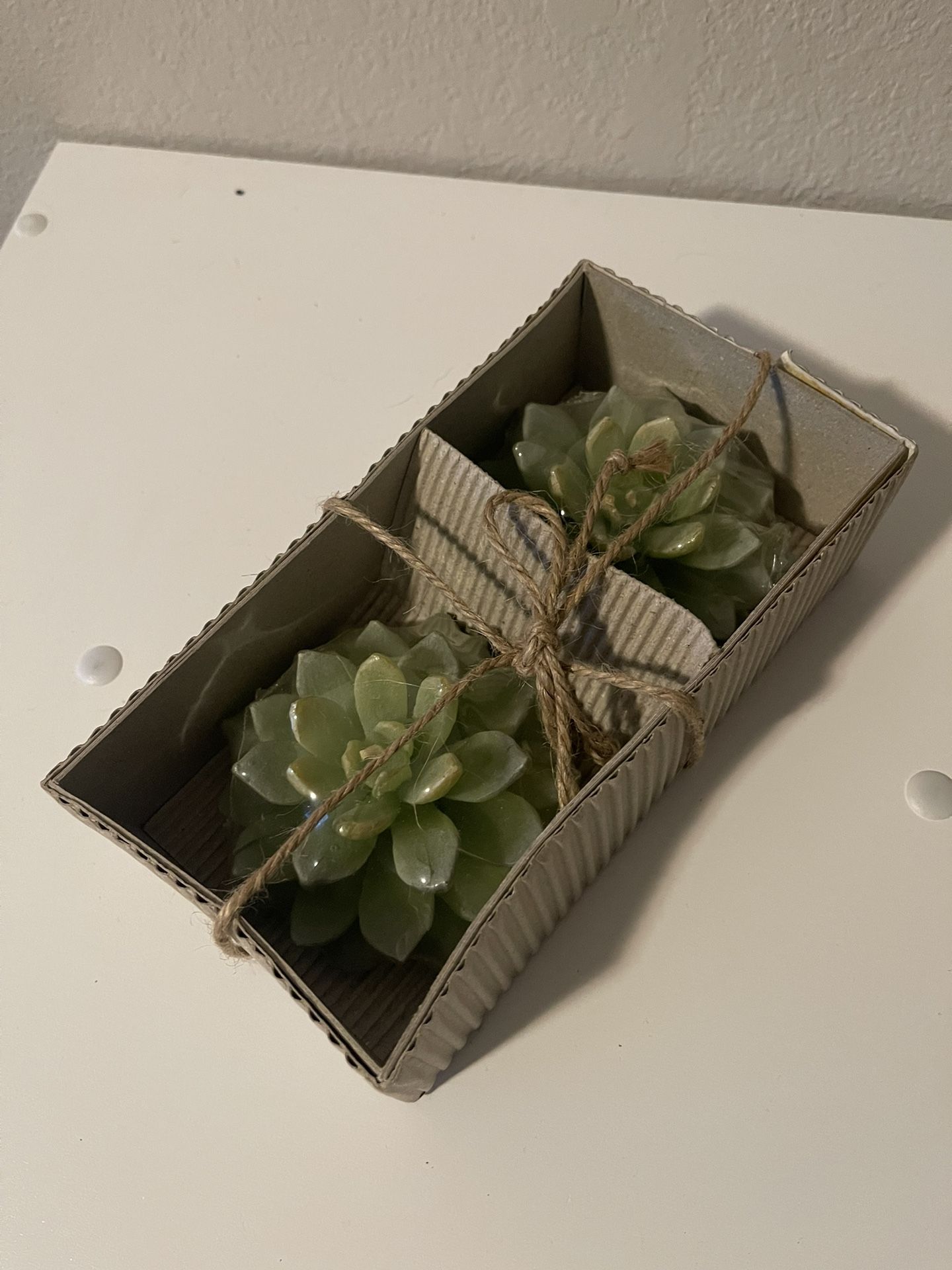 Set Of Small Green Echeveria Succulent Plant Candles, Home Decor