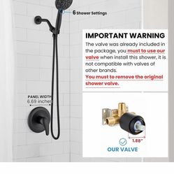 gotonovo Single-Handle Shower Faucet Set Shower Kit with Valve Shower Head and Handle Set Shower Trim  Black And Nickel C11 Bl $40