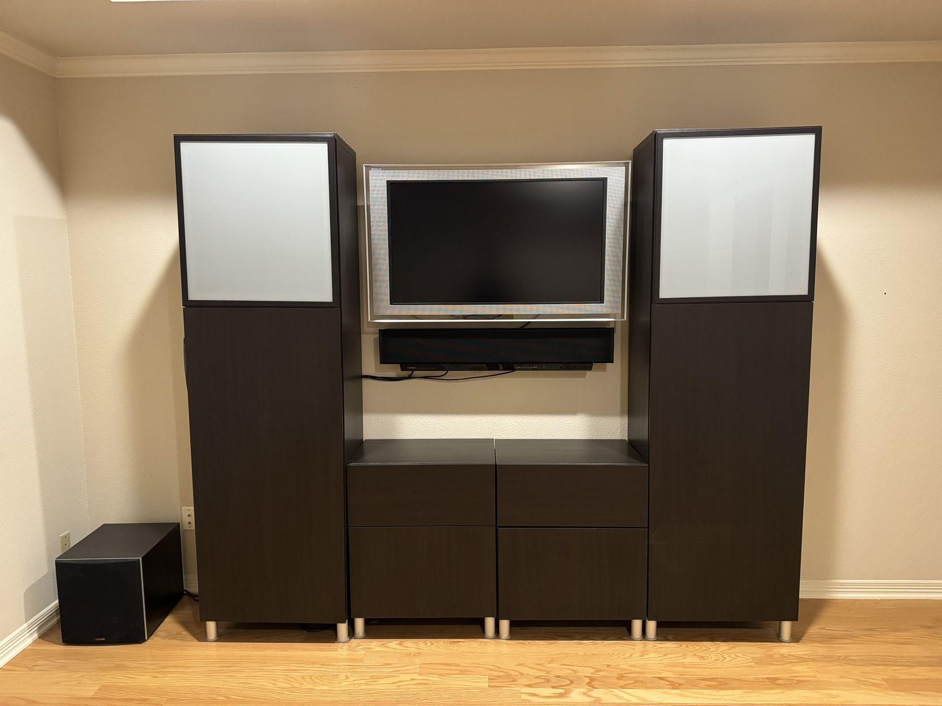 2 IKEA Black-Brown Tall Storage Cabinets