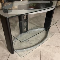 Modern Curved Glass TV Stand / Entertainment Center - 3 Shelves, Great Condition!