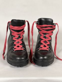 American Eagle Outfitters Womens Black Lace Up Lug Sole Boots Size 6