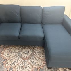 Blue Sectional Sofa Couch – Good Condition