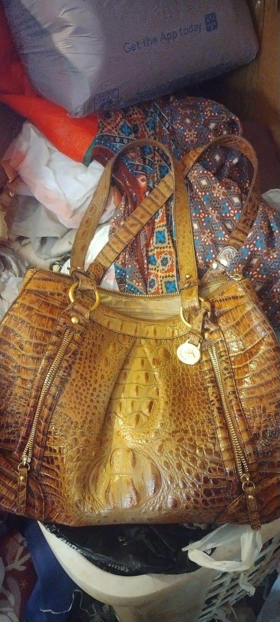 Brahmin Brown Alligator Embossed Handbag