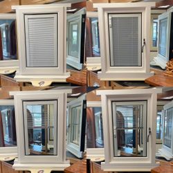 White Casement Window with Built-In Blinds