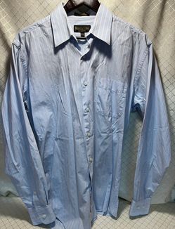Roberto Villini Shirt Mens 15 1/2 34/35 Blue pinstripe Button Up Long Sleeve