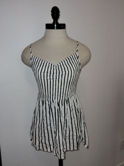 Crave Fame By Almost Famous Black & White Striped Peplum Tank Juniors Size Small