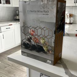 11 Bottle Wine Rack - Gold Finish 