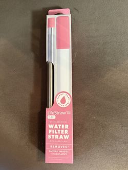 Life Water Filter Straw. With Case. Color Pink New