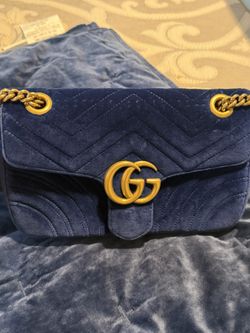 Gucci Marmont Velvet Blue Handbag