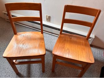 Solid oak child’s chairs.  $125 for both chairs