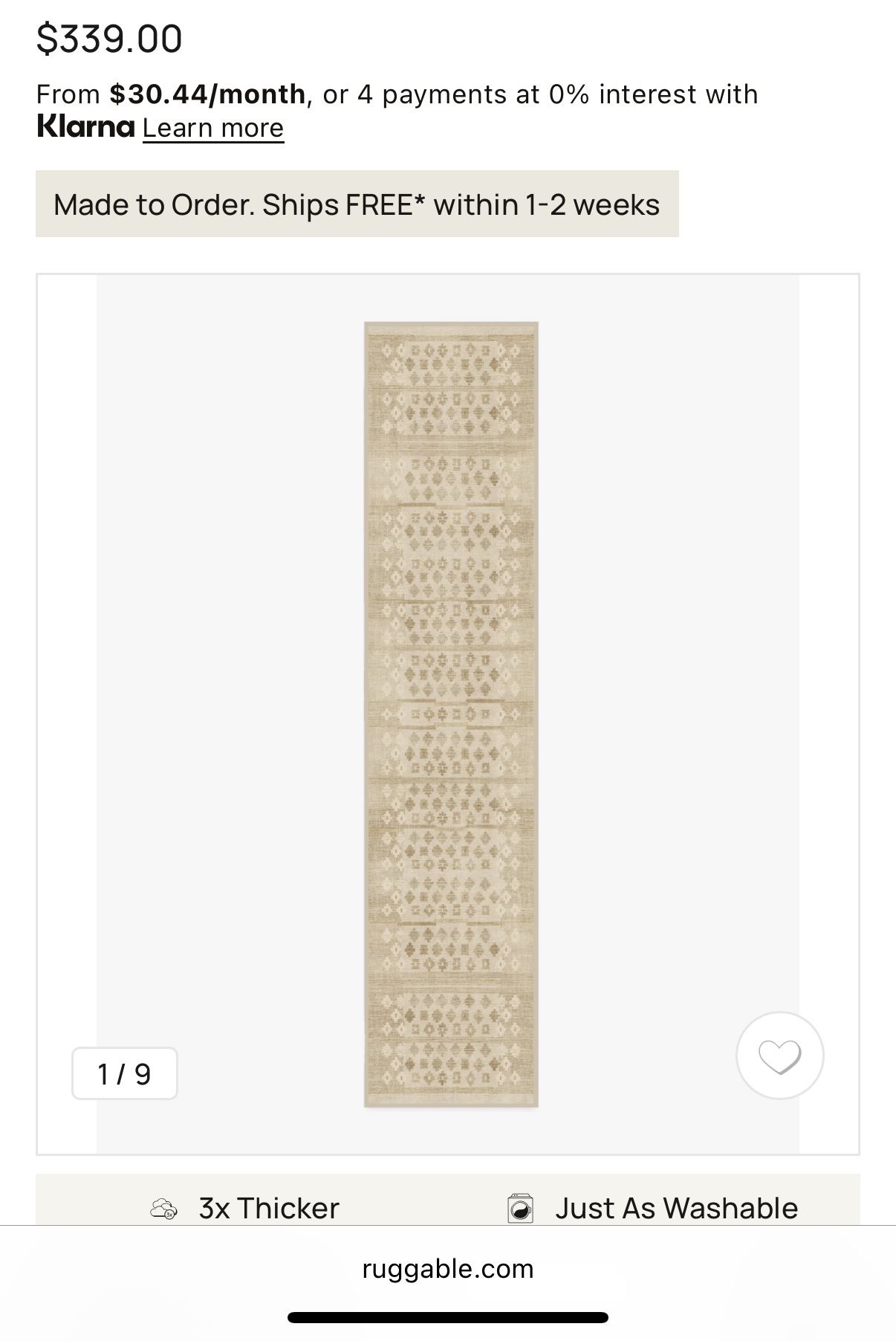 New Ruggable Lucia Natural Runner Rug