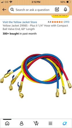 Yellow Jacket Manifold Hoses with Compact Valve