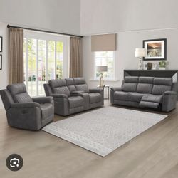 Garcelle 3-piece Fabric Reclining Couch Set