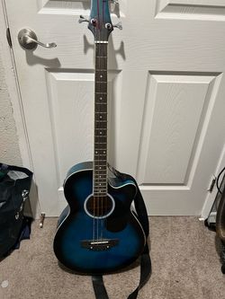 Acoustic-Electric Bass Guitar Blue Burst