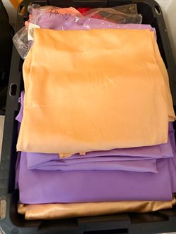 Big box of assorted table clothes and party linen