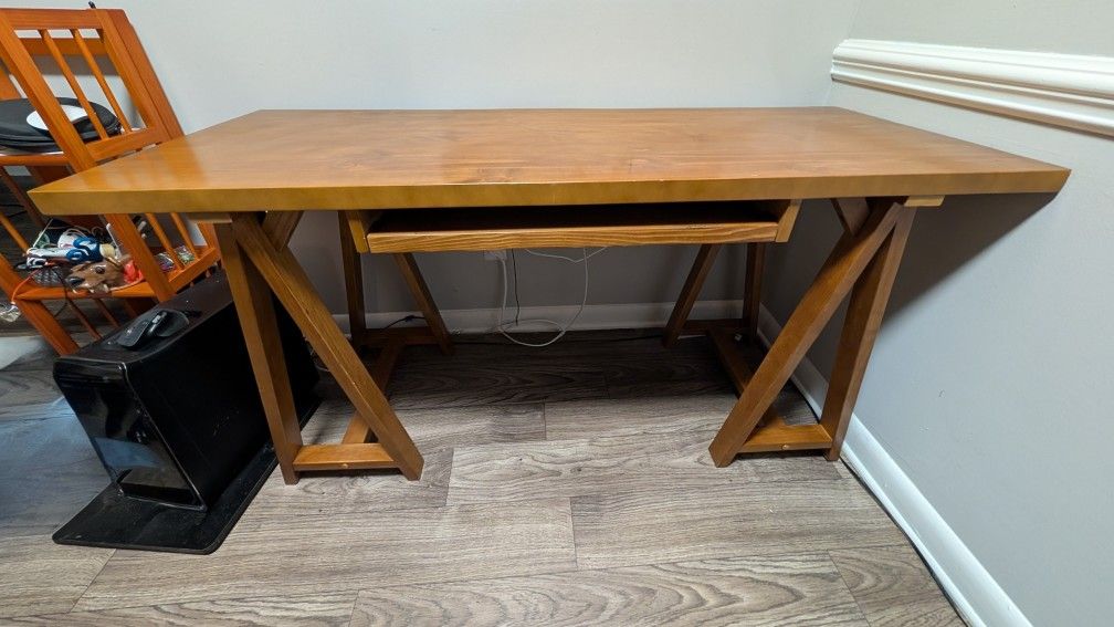 Sawhorse Style Solid Wood Desk