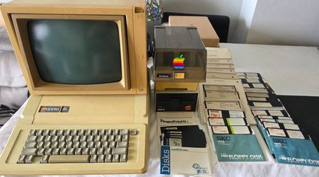 Apple IIe Vintage Bundle with Monitor, Disk Drive, Games, For Repair