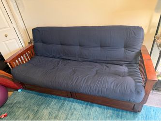 Blue Futon Couch - easy to transport