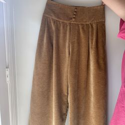 Vintage Velvet High Waist Pants Brown