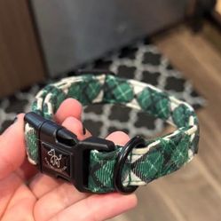 Green Plaid Dog Collar