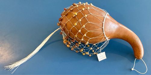 Handmade West African Gourd Axatse - Wooden Beads