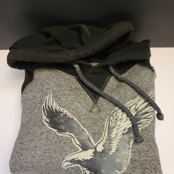 American Eagle Men's Hoodie Gray Black Size L EUC