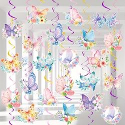 Butterfly Hanging Swirls - 54 Pcs Butterfly Themed Swirls