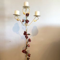 Floor Candle Holder With Floral Vine, Rustic Look, Interior Deco