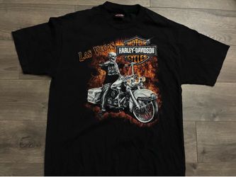 Harley Davidson T-Shirt Las Vegas Nevada Skeletons Skull Wings Large Motorcycle