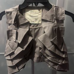 Cartonnier Taupe Layered Ruffle Cropped Vest