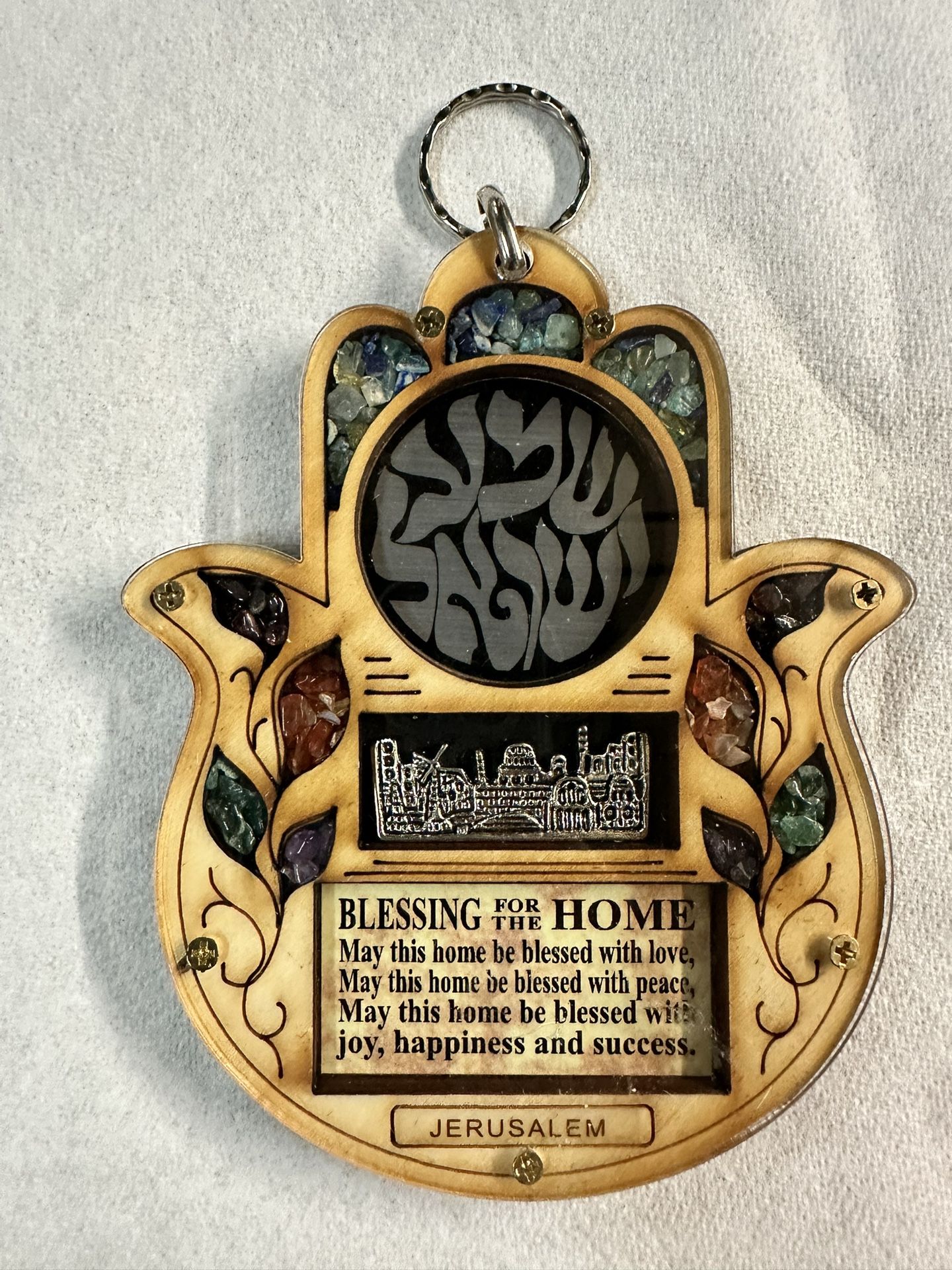 Hamsa Wood Wall Hanging, Hand Made, Blessing for the Home, Shema Yisroel