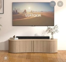 Oval TV Cabinet - Flutoria Colluci Media Console - Light Oak - New