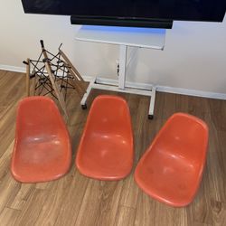 3 Vintage Herman Miller Eames Fiberglass Chair Shells 