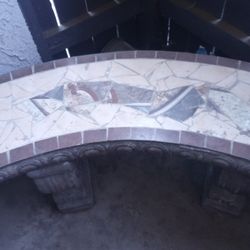 Mosaic Tile Bench And Fountain 
