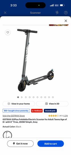 GOTRAX G2Plus Foldable Electric Scooter for Adult Teens Age of 8+ with 6" Tires, 200W 12mph, Gray