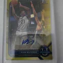 Ryan Mutombo 2021-22 Bowman U Chrome RC Auto Yellow refractor # /75 