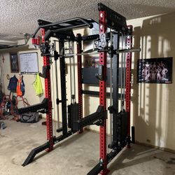 PRO SERIES Ultimate 3-1 Half Rack Functional Trainer w/Smith Machine Bar | 400lb Stack | Gym Equipment | Fitness | Commercial | Squat Rack 