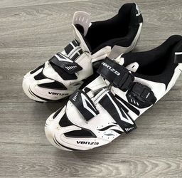 Venzo Men’s Cycling Shoes – US Size 9 / EU 43 – White & Black
